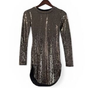 Monaco Gold Sequin Long Sleeve Bodycon Mini Party Dress size XS